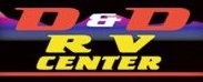 P&D RV Center logo with retro neon-style pink, purple, and yellow lettering on a black background.